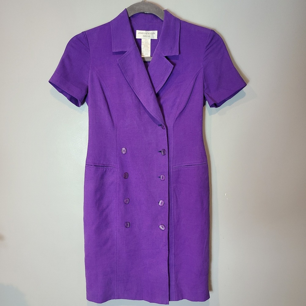 Vtg 90s Crossover‎ Shirt Dress Old Money Jewel Wrap Red Sz 6 Preppy Minimalist